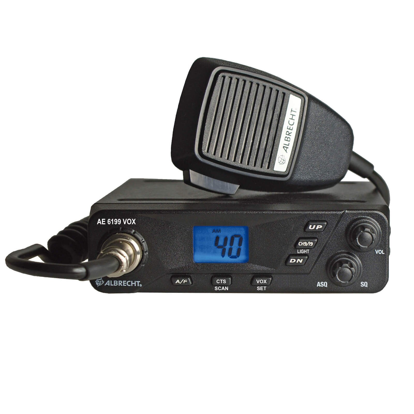 Statie radio CB Albrecht AE 6199, VOX, cu CTCSS / DCS si microfon cu 6 pini, 12V